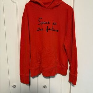 🚀 Bricktown embroidered Red Hoodie with Black Text and rocket on the back
